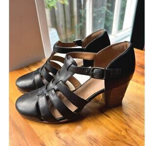 Clarks Sandal Ciera Gull Pump Block Heel Black Women's Size 8